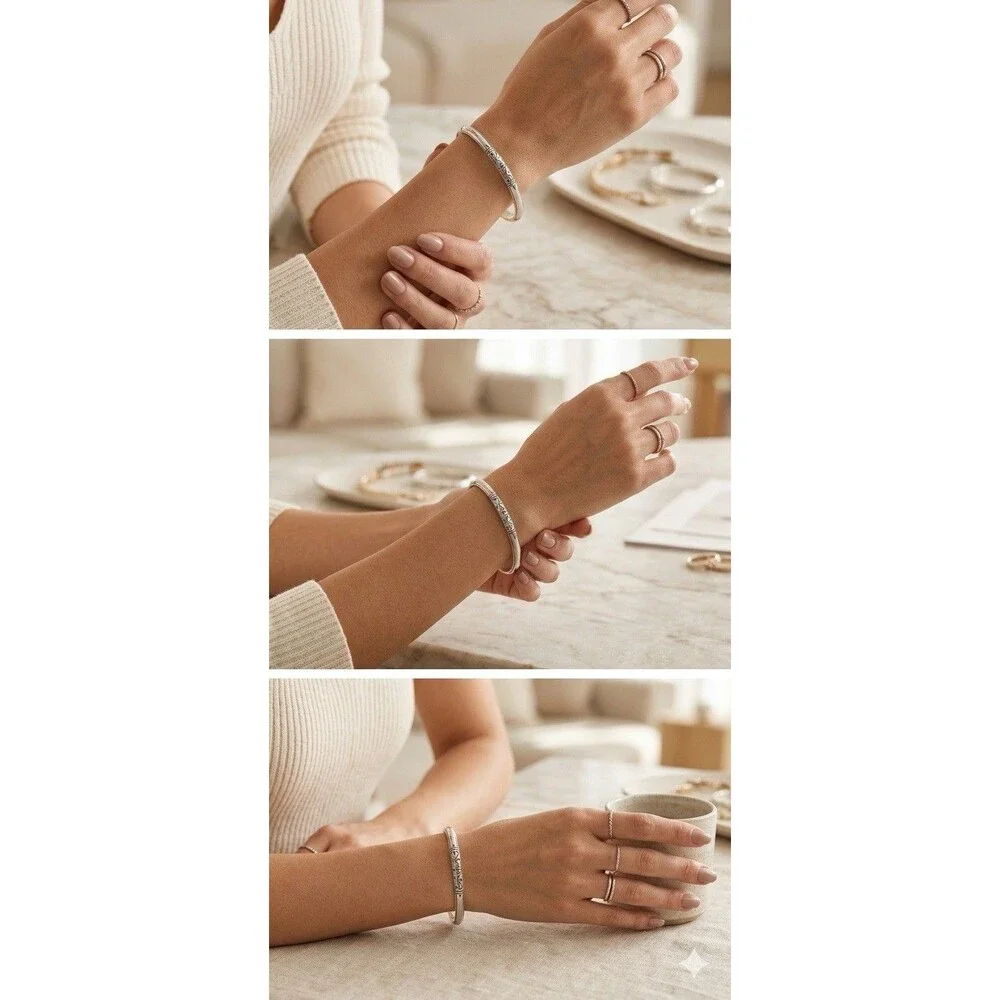BRIGHTON - Embossed Design 5mm Bangle Bracelet - 2.5
